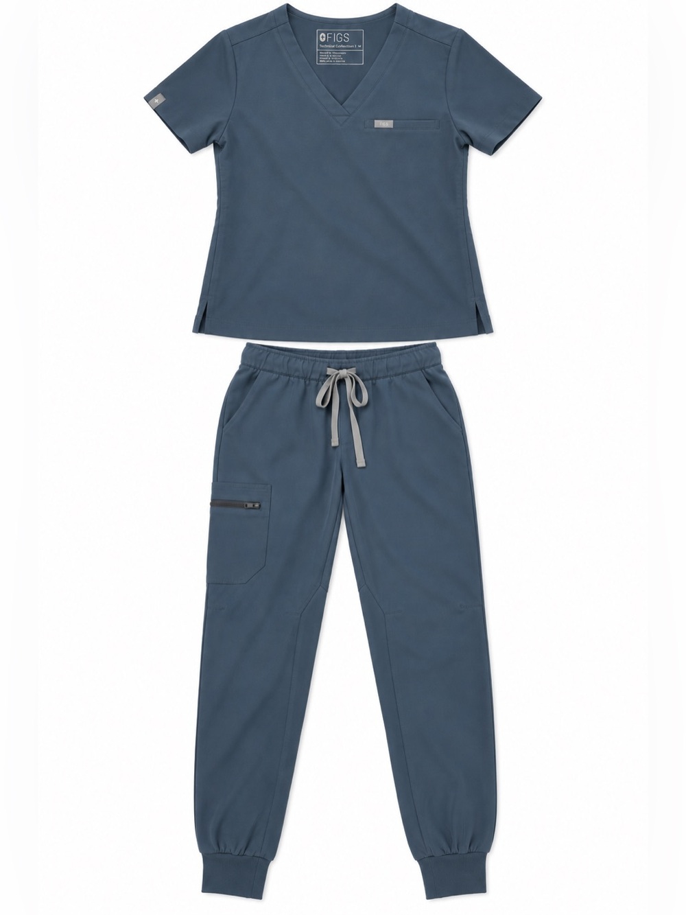 FIGS Technical Collection Scrub Set Women’s M Top M Tall Jogger Pants Blue Gray
